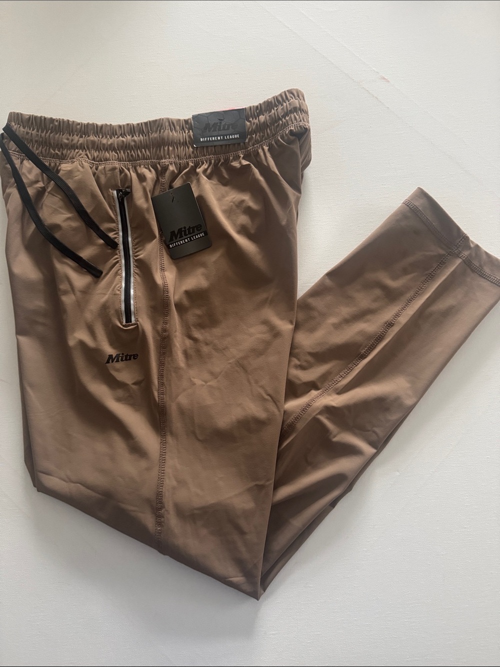 Brown Joggers Track Pants Mens Medium Zip Pockets Mitre